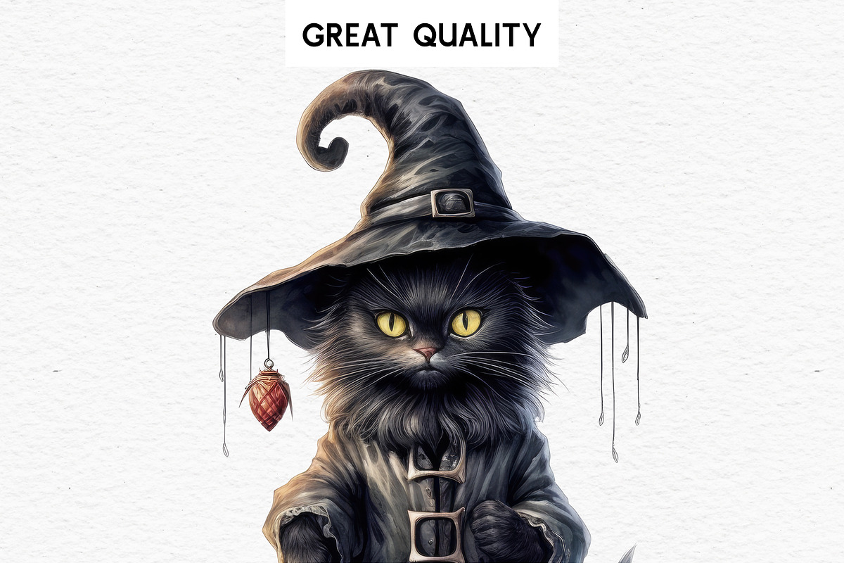Halloween Witch Wizard Black Kitten, an Animal Illustration by Rabbit Heart (Photo 4 of 10)