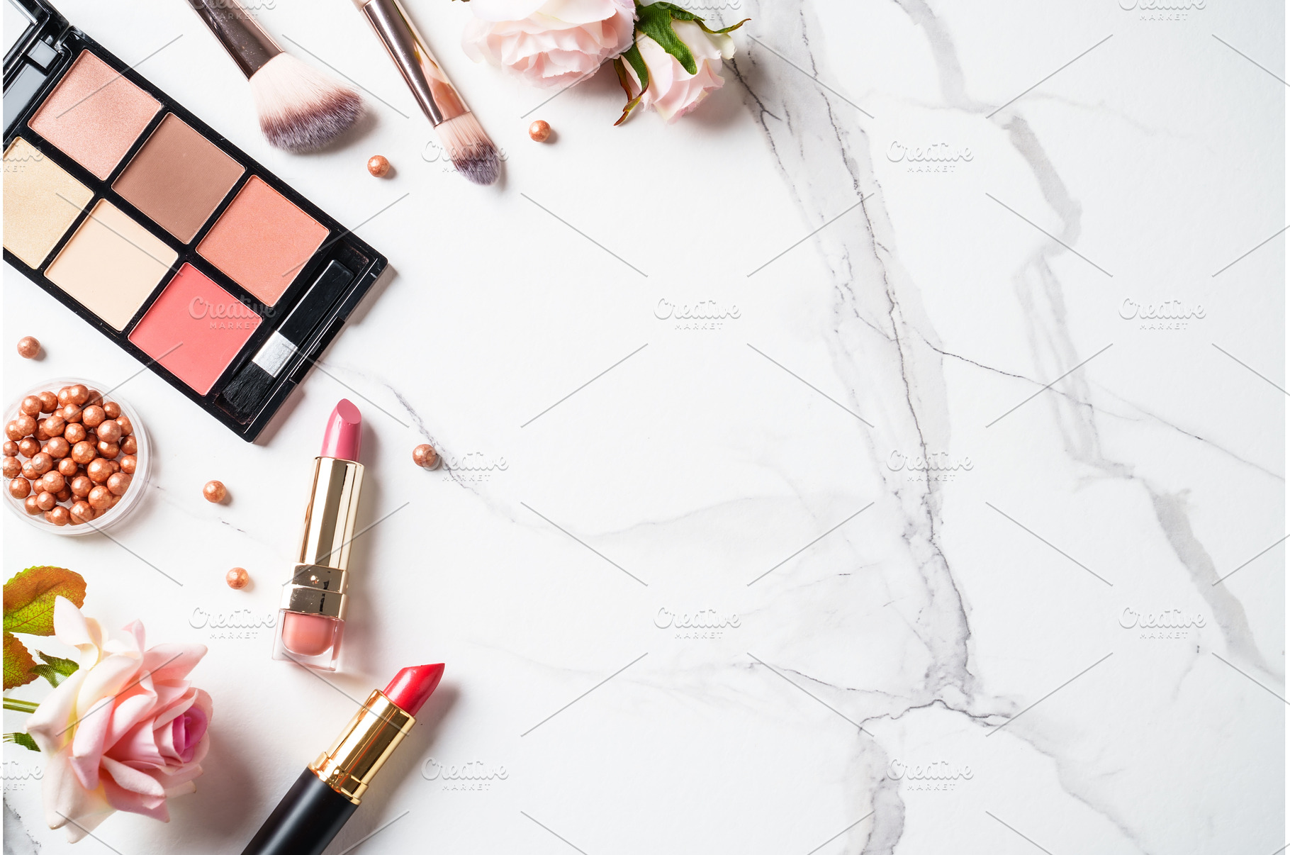 Cosmetic products on white, a Beauty & Fashion Photo by Nadia-nb