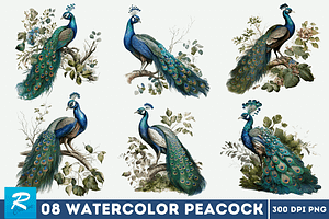 Watercolor Peacock Sublimation