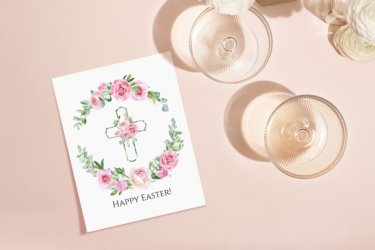 Watercolor Floral Easter Crosses, an Object Graphic by Elena Dorosh (Photo 5 of 5)
