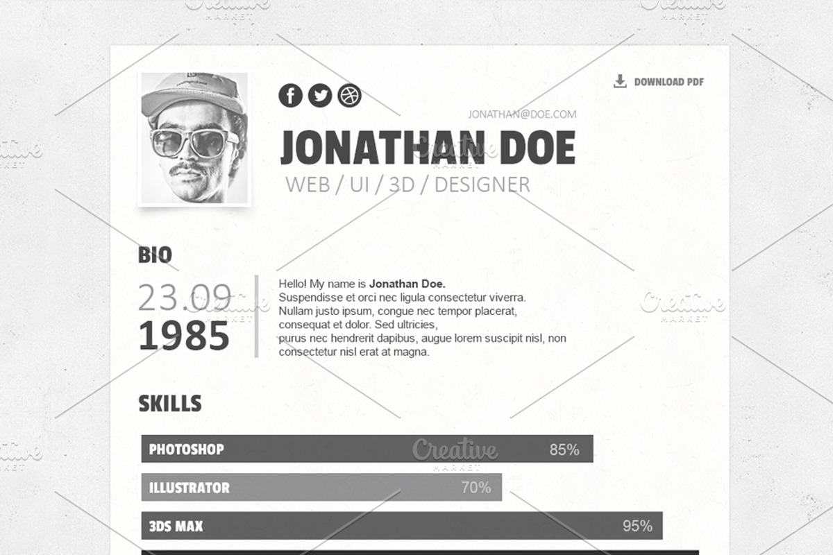Resume PSD Template, a Resume Template by Zomorsky (Photo 2 of 5)
