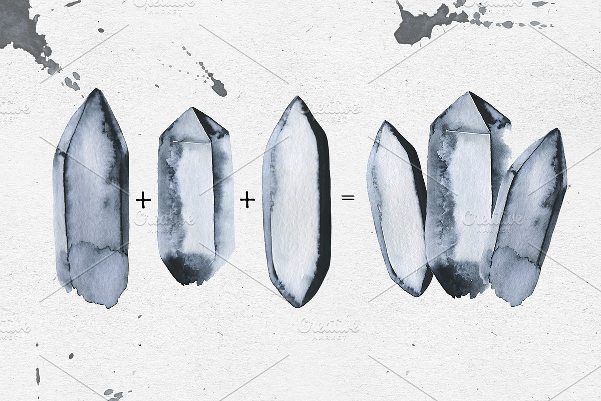 Crystals Gems Watercolor, a Texture Illustration by Maria's little shop (Photo 5 of 7)