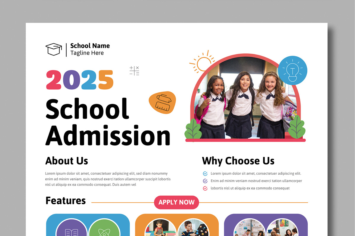 School Admission Social Media Poster, a Social Media Template by MightyDesign (Photo 3 of 7)