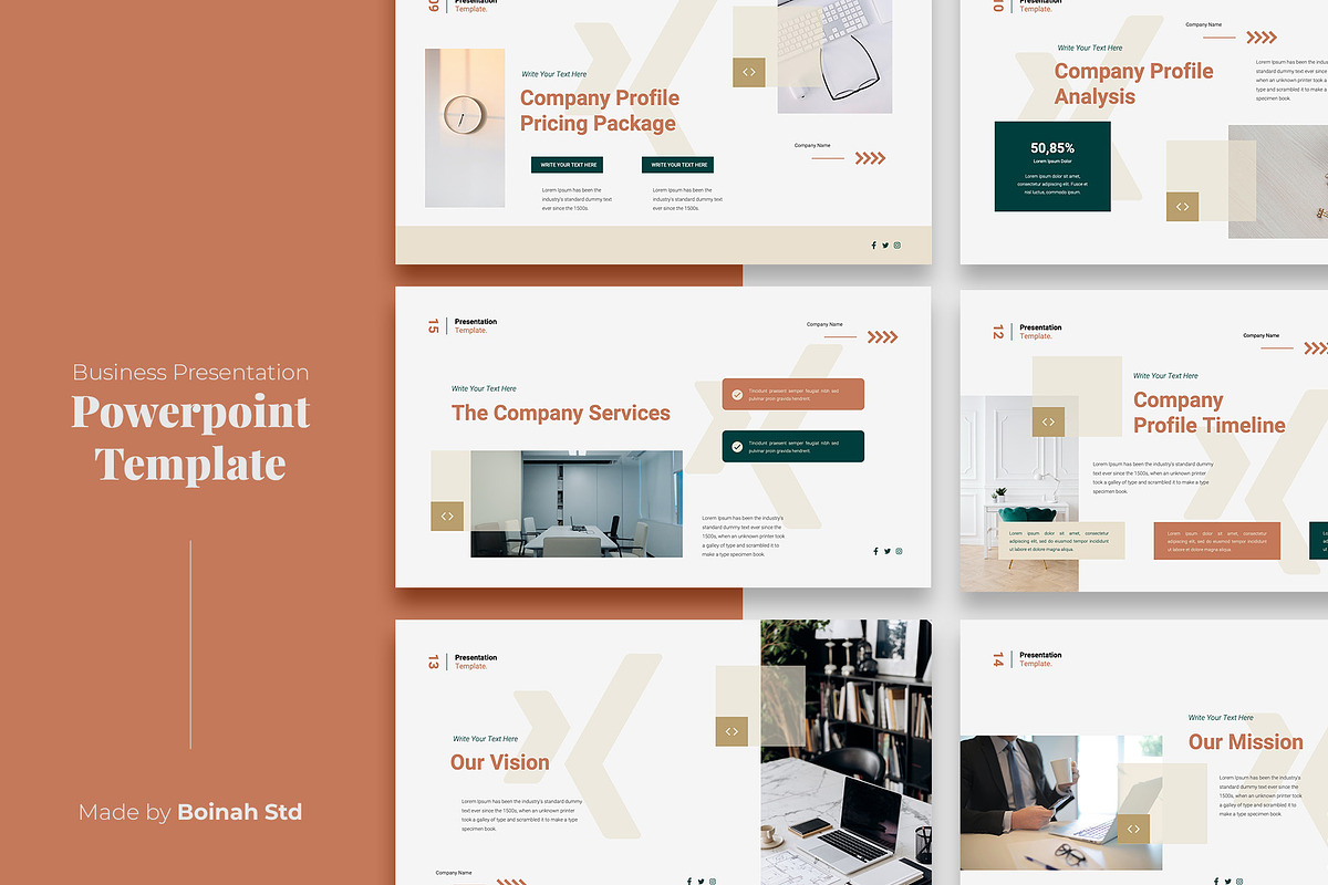 Company Profile PowerPoint Template, a Presentation Template by Boinah Studio (Photo 3 of 7)