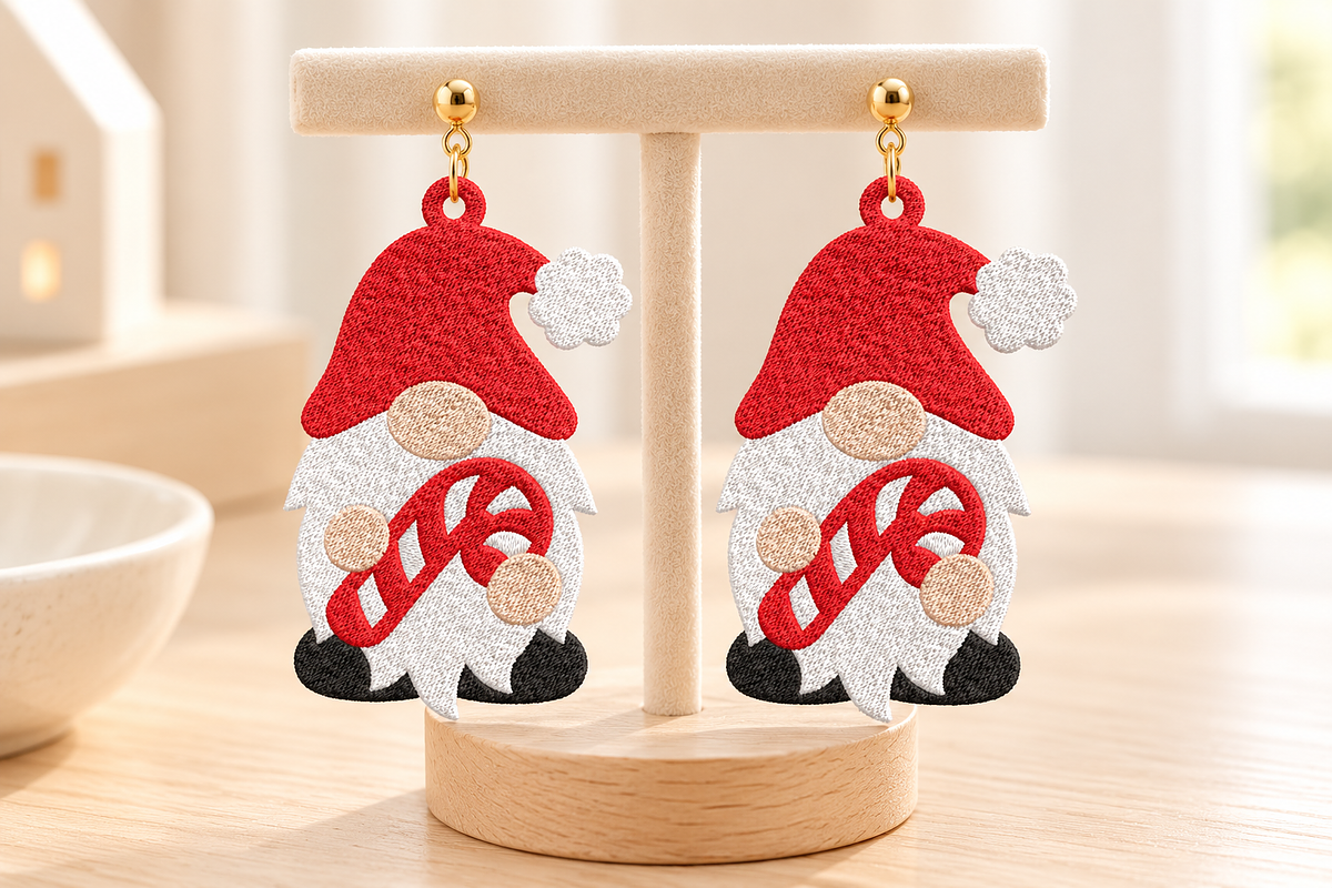 Christmas Gnome Earrings Embroidery, an Object Graphic by Craft Nest (Photo 2 of 4)