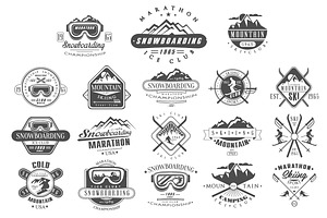 Vintage Skiing, Snowboarding Labels