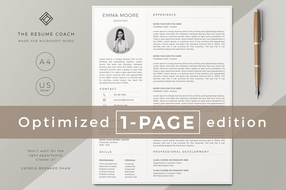Resume Template / CV, a Resume Template by TheResumeCoach (Photo 5 of 7)