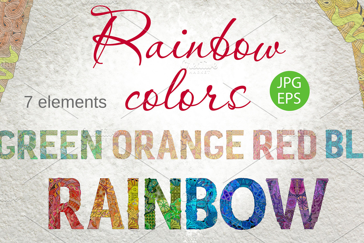 Rainbow color zentangle design words, a Background Graphic by Watercolor fantasy (Photo 1 of 5)