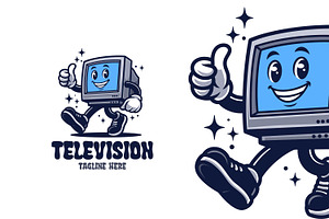 Television Retro Vintage Mascot Char, a Branding & Logo Template by Gumrega Studio