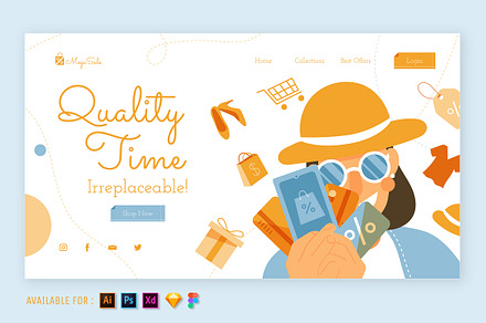 Happy Spending Web Illustration, a Landing Page Template by SlideFactory