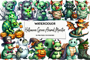 Halloween Green Animal Monster Bundl, an Illustration by DreamArtGraphic (Thumbnail 1 of 5)