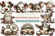 Cute Animals Lying Down Clipart, an Illustration by Craft Nest (Thumbnail 1 of 11)