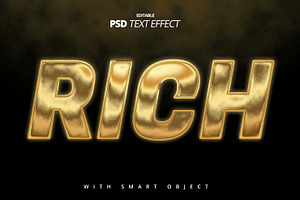 Golden rich texture 3d text effect