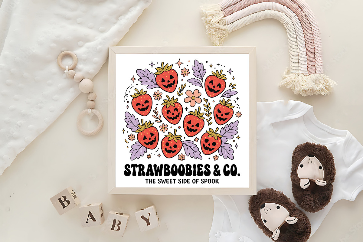 Boho Halloween Strawboories PNG, a Work Illustration by CraftArtStudio (Photo 4 of 4)