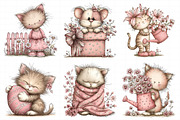 Whimsical Spring Cats Clipart, an Illustration by Daily.Designs (Thumbnail 5 of 6)