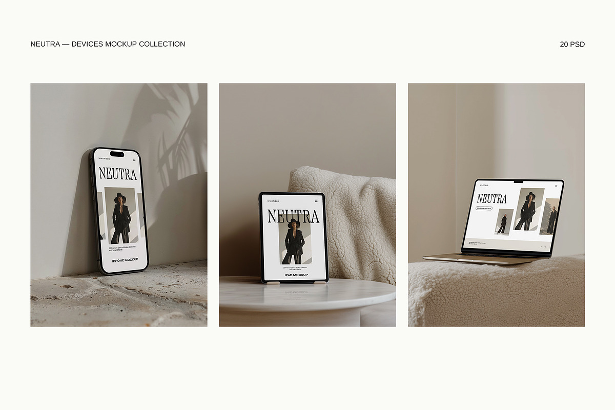 MacBook, iPhone, iPad Mockup Bundle, a Device Mockup by Wildfield Studio (Photo 6 of 9)