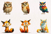 Quirky Woodland Animals Clipart, a Seasonal Illustration by CreationArt (Thumbnail 4 of 7)