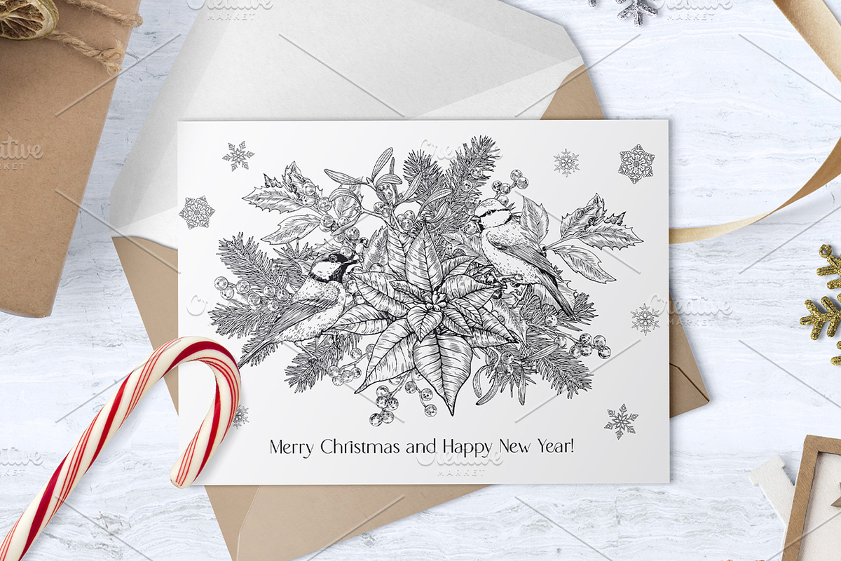 Christmas set hand drawn vector, a Decorative Illustration by ON_lineart_store (Photo 9 of 10)