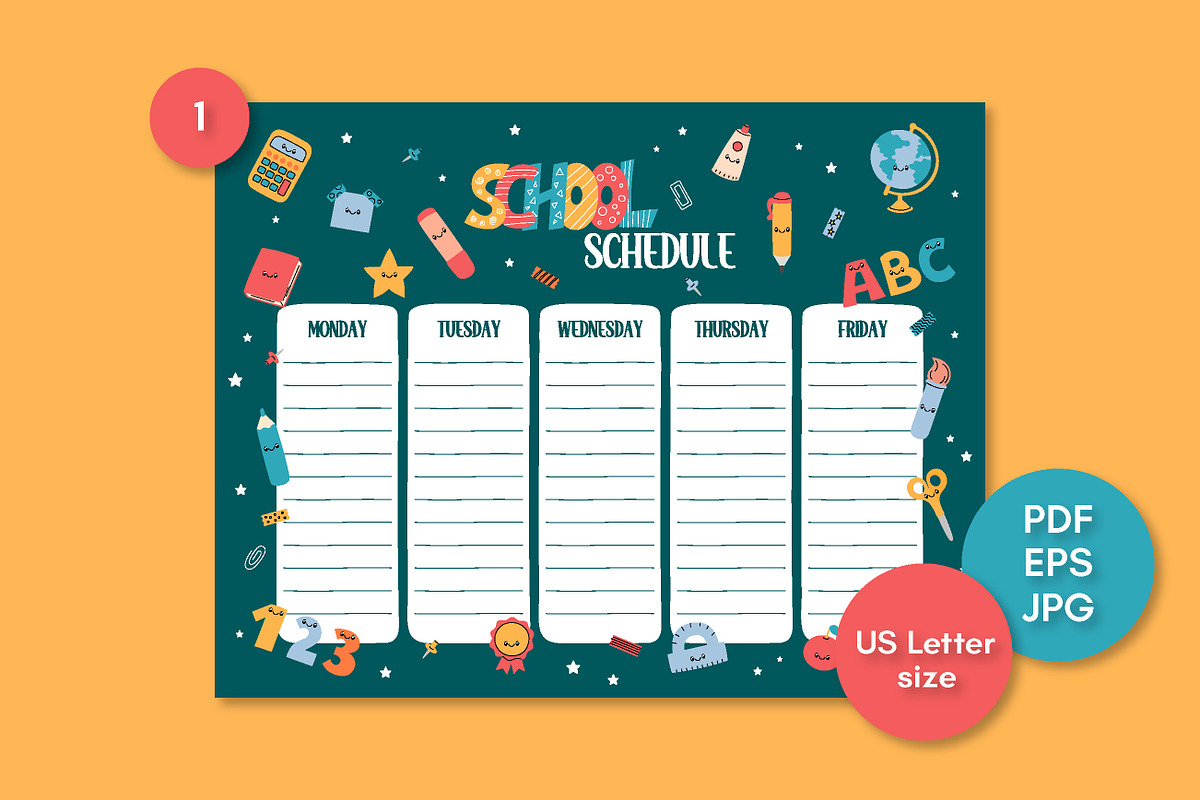 School Schedule Printable Templates, a Stationery Template by AnnaViolet_store (Photo 2 of 4)