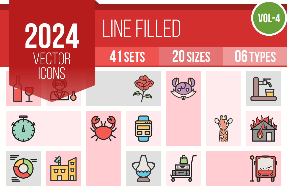 2024 Vector Line Filled Icons (V4), an Outline Icon by IconBunny