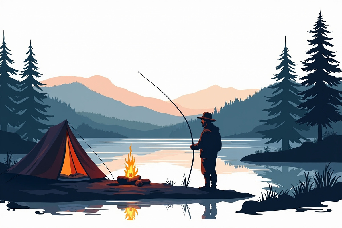 A silhouette of a man fishing, an Illustration by Amazin_art (Photo 7 of 7)