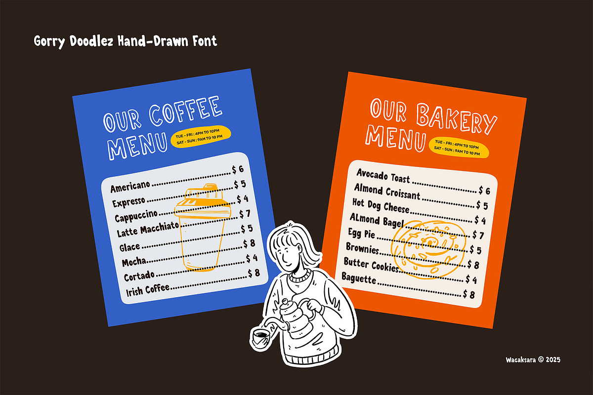 Gorry Doodlez Hand-Drawn Font, a Handwritten Font by Wacaksara Co. (Photo 6 of 10)