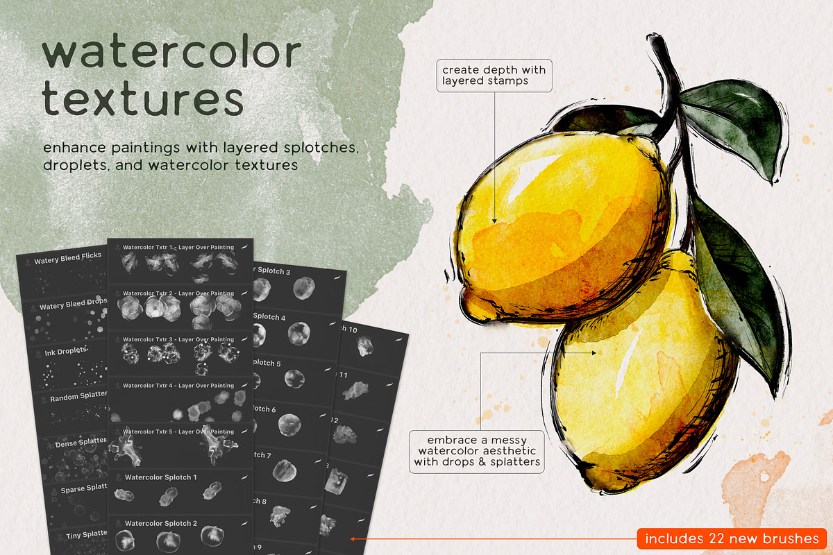 Ink & Watercolor Procreate Brushes, a Brush Add-On by Wooly Pronto (Photo 5 of 9)