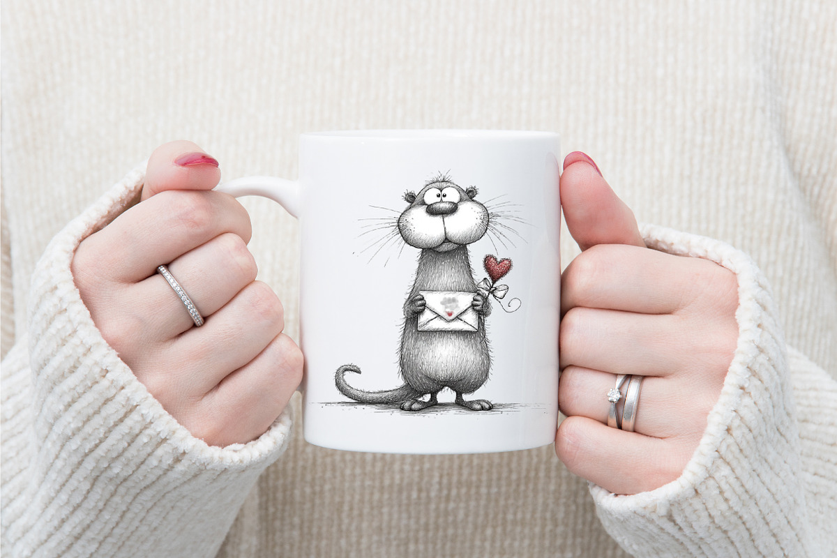 Valentine's Whimsical Otters Clipart, an Illustration by designcity5 (Photo 5 of 5)