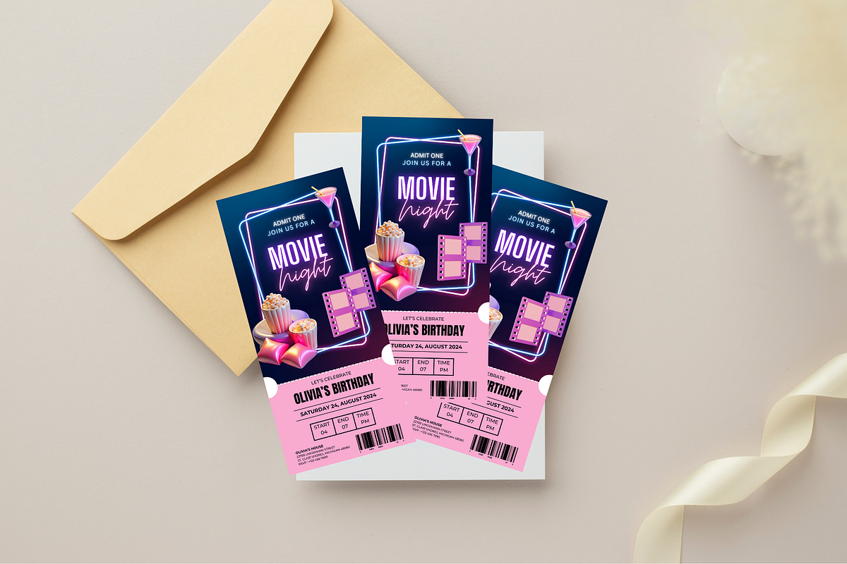 Movie Night Birthday Invitation, an Invitation Template by Earth5168 (Photo 4 of 9)