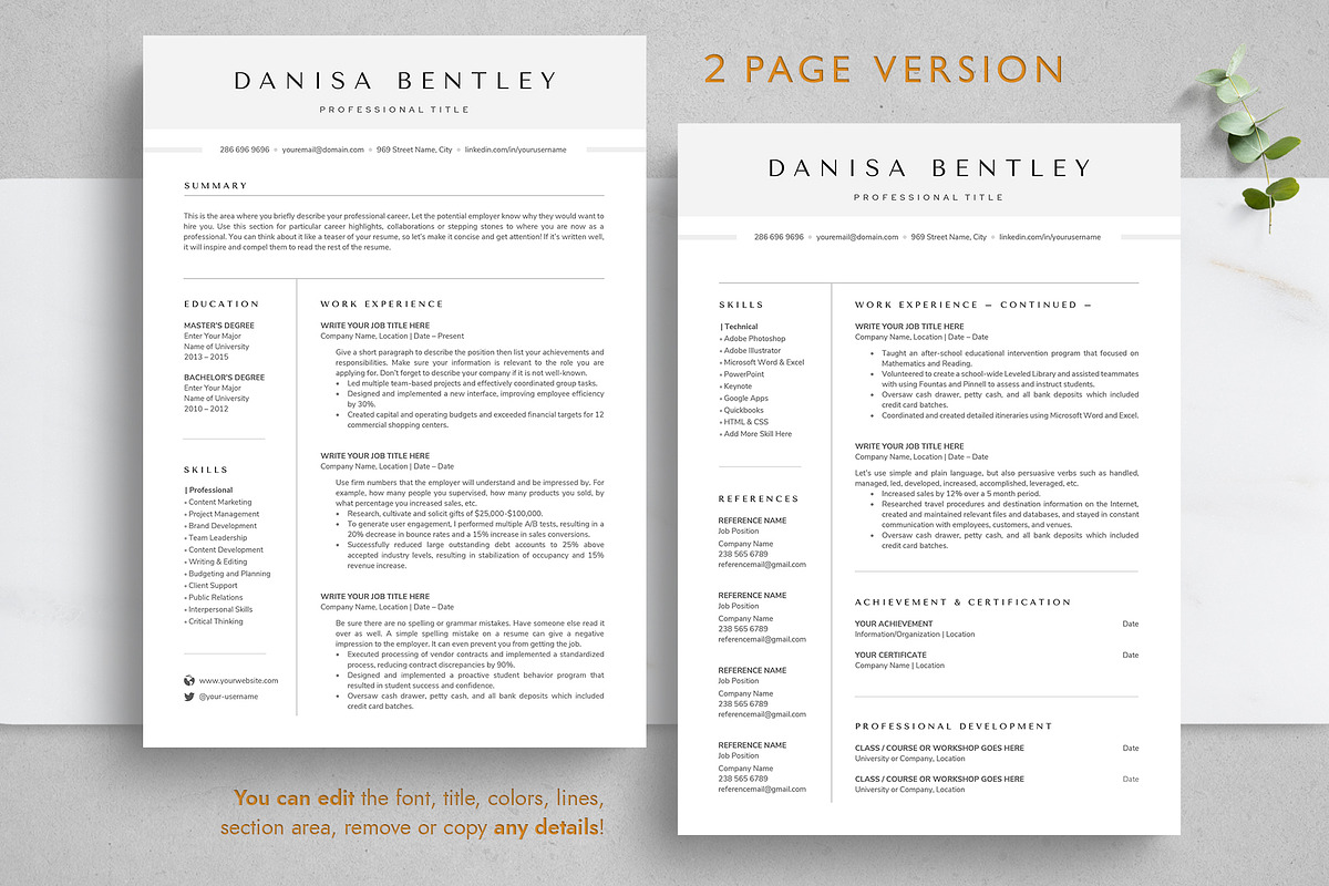 Modern Resume Template, a Resume Template by TheStandOutResume (Photo 3 of 8)