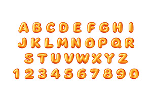 3D gold alphabet and numeral set in