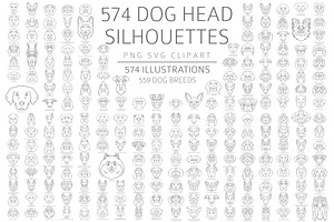 Dog Head Silhouettes Bundle, an Object Graphic by pet design shop
