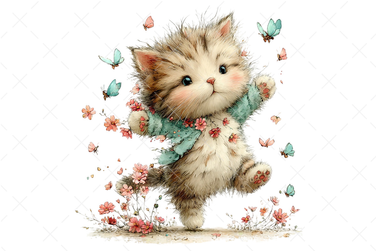 Whimsical Summer Cats Clipart, an Illustration by Craft Nest (Photo 11 of 12)
