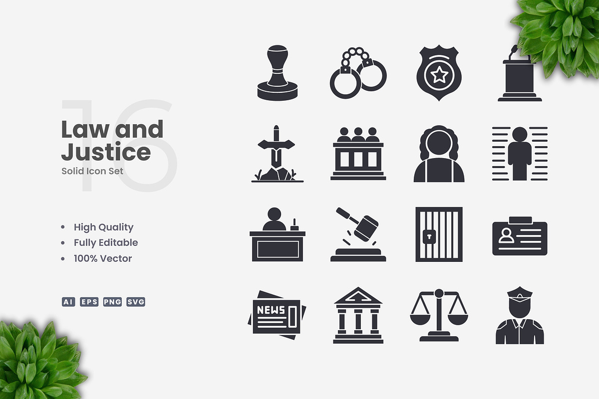 Law and Justice Solid Icons, an Icon by Upnowgraphic