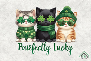 St Patrick Lucky Cats PNG Design, an Illustration by Craft Nest