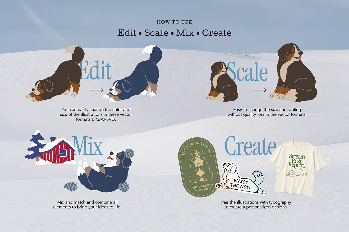 Bernese Mountain Dog Yoga Collection, an Animal Illustration by dosome.my (Photo 6 of 10)