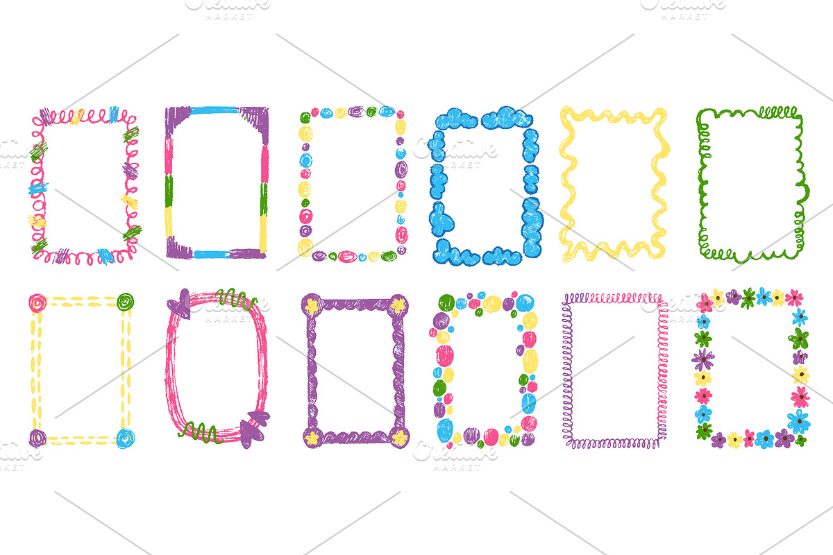 Crayon drawn children frames, an Illustration by Valerie Bodnar