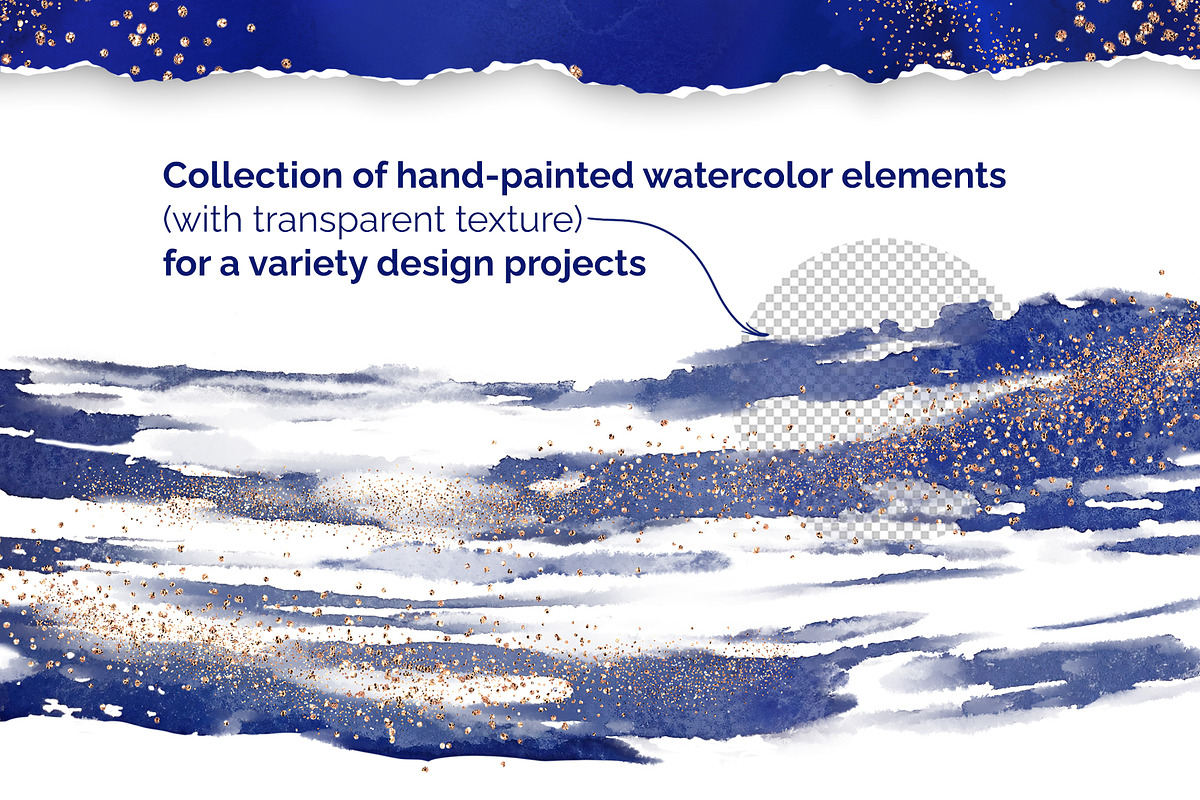 Sapphire & Gold abstract clipart, a Texture Graphic by My Wondercolor (Photo 2 of 7)