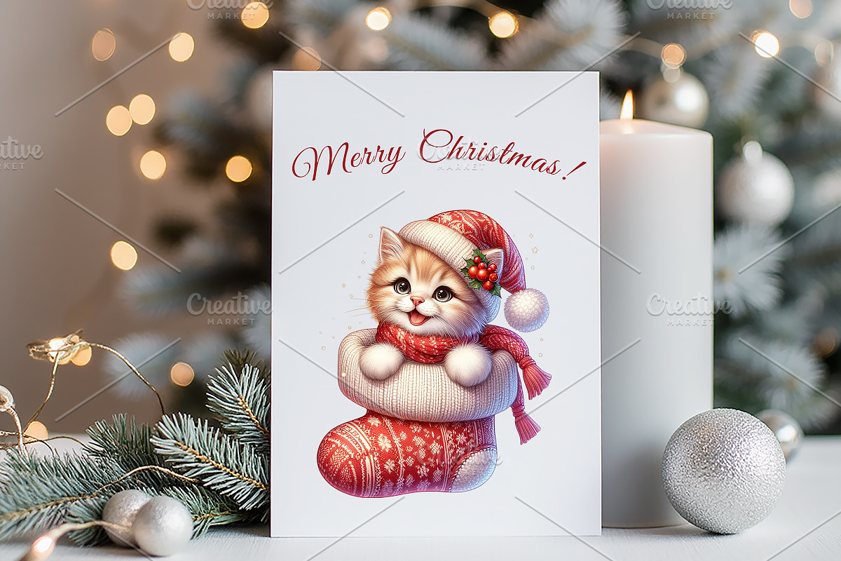 Christmas Kittens Clipart Bundle., an Animal Illustration by GalaDesign03 (Photo 6 of 6)