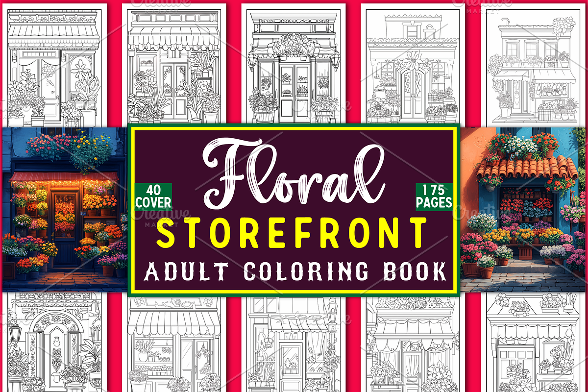 Floral Storefront Coloring Book Page, a Decorative Illustration by Coco Bloom (Photo 1 of 5)