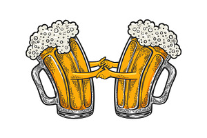 Beer mug dance color sketch vector, a Background Graphic by AlexArt