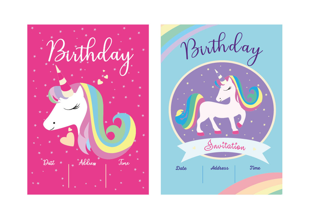 Unicorn Birthday Party Invitation, an Invitation Template by Svetlana Voloshina