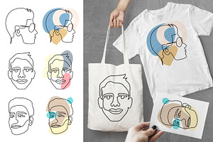 One Line Drawing Man Face