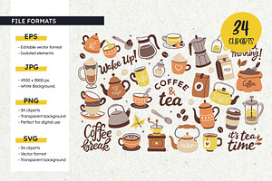 Coffee And Tea Isolated Cliparts