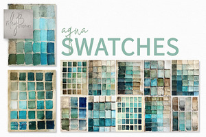 Aqua Swatches, a Decorative Illustration by rileyBgraphics