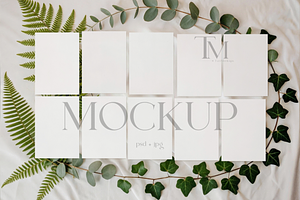 Games Card Greenery Grid Mockup, a Product Mockup by TatiMockup
