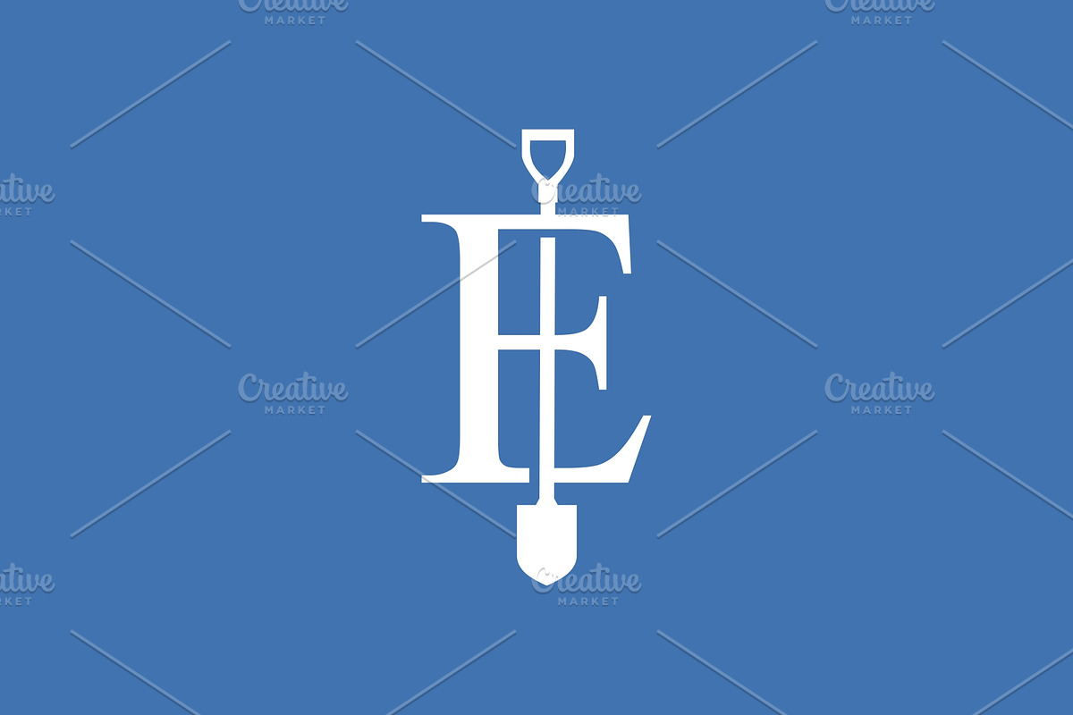 e letter shovel spade logo vector, a Branding & Logo Template by VASTARD STUDIO