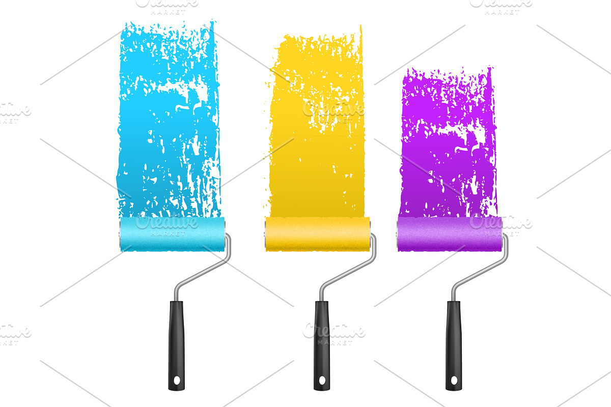 Paint roller brush set with vibrant, an Object Illustration by art PVP - market