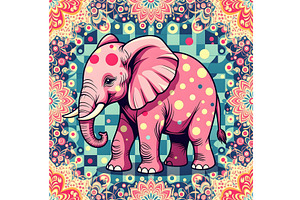 Vintage Pop Art Pink Elephant, an Animal Illustration by Sharon Schwalbe