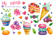 Sweets desserts watercolor clipart, a Decorative Illustration by UlitkaStudio (Thumbnail 3 of 7)
